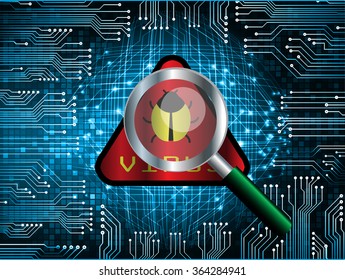 identifying a computer virus. Antivirus protection and computer security concept. PC. one zero. scan. technology digital website. vector. lock, key, Padlock.