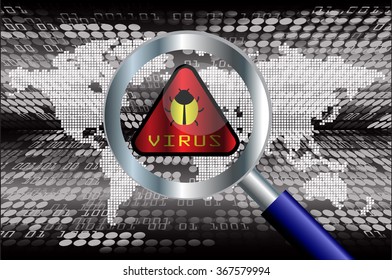 identifying a computer virus. Antivirus protection and computer security concept. 