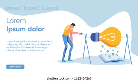 Identifying one or more Strong Characteristics. Man in Casual Clothes Spits on Spit Large Luminous Electric Paw. Instead Bonfire, an Open Book Lays Information from it. Vector Illustration.