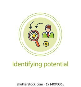  Identifying Potential Concept Line Icon. Personal Growth Concept. Self Improvement And Talent Acquisition.Personal Strengths Development. Vector Isolated Conception Metaphor Illustration