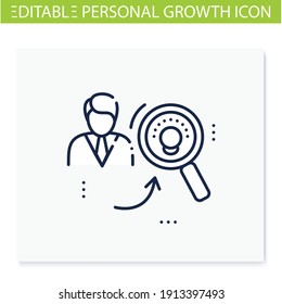 Identifying Potential Line Icon.Personal Growth Concept.Self Improvement And Talent Acquisition.Personal Strengths Development. Human Resources Management.Isolated Vector Illustration.Editable Stroke 