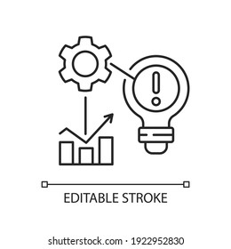 Identifying problems linear icon. Creative thinking. Contemporaty ways of solving problems. Thin line customizable illustration. Contour symbol. Vector isolated outline drawing. Editable stroke