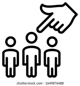 Identificación del candidato adecuado para el concepto de trabajo correcto, símbolo hrm sobre fondo blanco, selección y señalización para el diseño del icono de vectores de miembros del equipo potencial perfecto