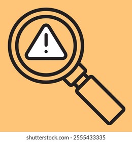 Identifying risk for risk identifying method with white caution sign in magnifying glass with risk matrix and identify risk for finding hazards in managing risks and identification with magnifying