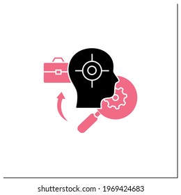 Identifying triggers glyph icon. Find problems. Identify overwhelming sadness, anxiety, panic. Conflict management concept.Filled flat sign. Isolated silhouette vector illustration