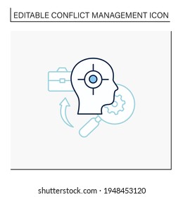 Identifying triggers line icon. Find problems. Identify overwhelming sadness, anxiety, panic. Conflict management concept. Isolated vector illustration. Editable stroke