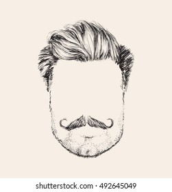  identikit. Hipster Man Portrait Vector Illustration