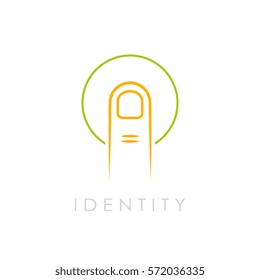 Identity abstract logo, fingerprint scanning vector on white background. Flat web design element for website, app or infographics materials.