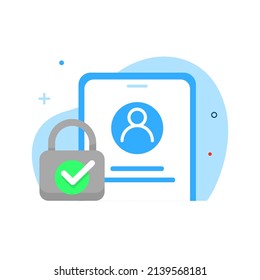 Identity, account information is safe concept illustration flat design vector eps10. modern graphic element for landing page, empty state ui, infographic, icon