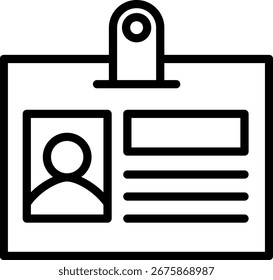 A ilustração do crachá de identidade simboliza a identificação e as credenciais profissionais.