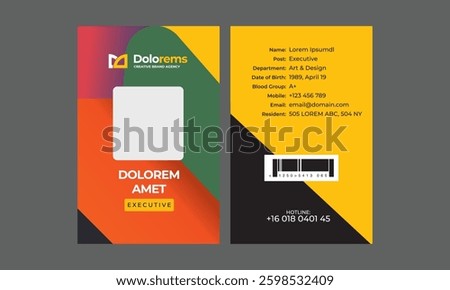 Identity Card Backside. Flyer template, greeting card, poster, banner or social media.