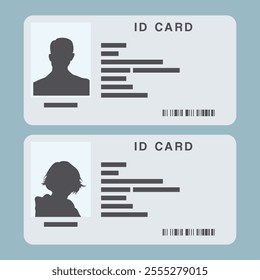 Identity Card with Barcode Vector. Personal Identity Card Elements. Identity Card Information Illustration.