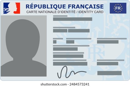 Identity card (carte d'identité in french) of the French Republic (république française in french) in the Flat Design style (cut out)