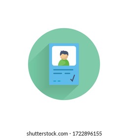 Identity card colorful flat icon with long shadow. Identity flat icon