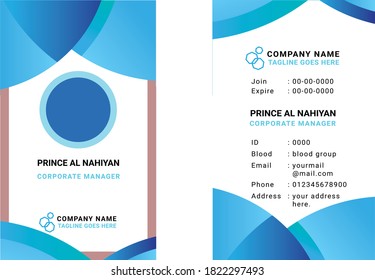 Identity card for corporate non corporate all kind use editable customizable easy modify sky blue with white and gradient 