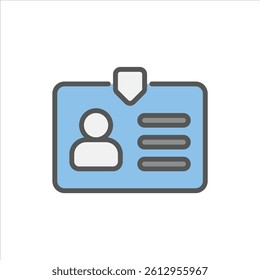 identity card filled outline icon. profile color line illustration.