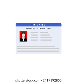 identity card flat design vector illustration. The idea of personal identity. ID card, identification card, drivers license, identity verification, person data.