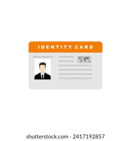 identity card flat design vector illustration. The idea of personal identity. ID card, identification card, drivers license, identity verification, person data.