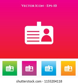 Identity Card Icon in Colored Square box. eps-10