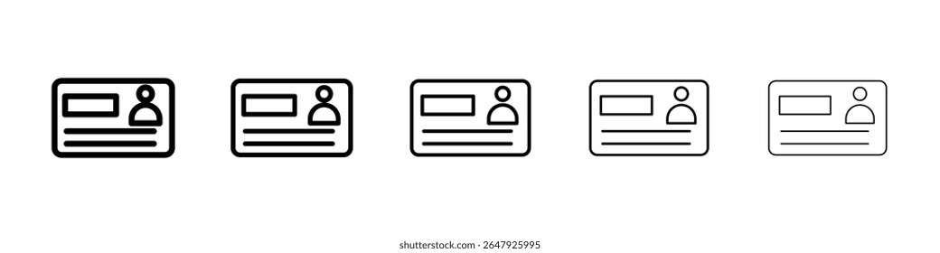 identity card icon isolated vector on white background set