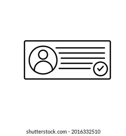 Identitätskartensymbol, das mit einem Häkchen gekennzeichnet ist