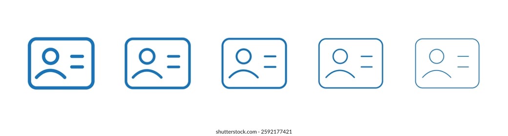 Identity card icon Symbol collection thin outline set