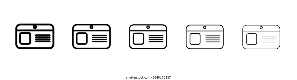 identity card icon thin outline logo mark set