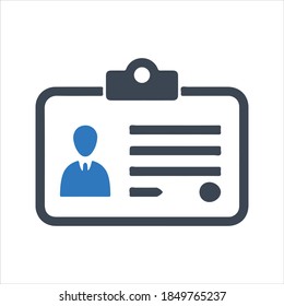Icono de tarjeta de identidad, vector y glifo