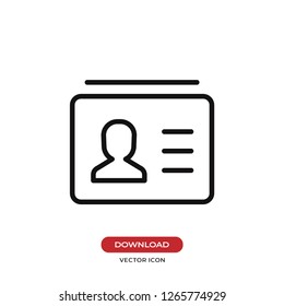 Identity card icon vector. Identification,id symbol.