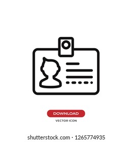 Identity card icon vector. Identification,id symbol.