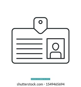 Identity card icon vector illustration logo template for many purpose. Isolated on white background.