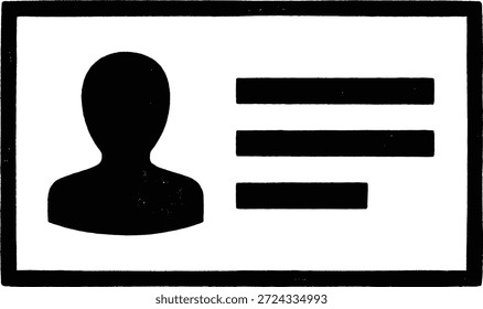Ilustración vectorial del icono de la tarjeta de identidad, insignia profesional de la identificación con la silueta de la persona, símbolo del perfil de la membresía aislado en el fondo blanco, documento comercial
