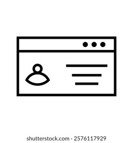 identity card icon vector simple black line white background