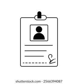 Identity Card icon with white background vector stock illustration