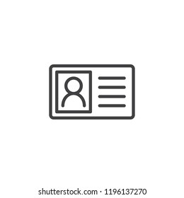 Identity card outline icon. linear style sign for mobile concept and web design. Member Id card simple line vector icon. Symbol, logo illustration. Pixel perfect vector graphics