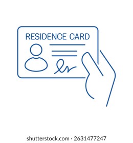 Identity card, residence permit, personal document.  Vector linear icon illustration on white background.