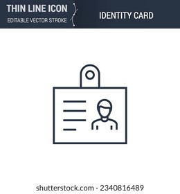 Identity Card Symbol Icon. Sleek Thin Line Business Icon. Stroke Pictogram Graphic for Web Design. High-Quality Outline Symbol Concept. Premium Monoline Aesthetic. Simple and Elegant Logo Design.