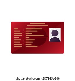 Identity card template vector illustration. Red identity card on white background