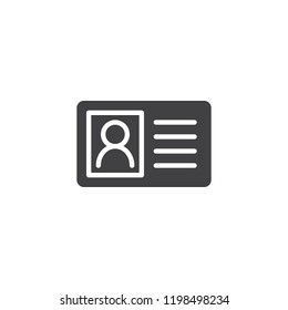 Identity card vector icon. filled flat sign for mobile concept and web design. Member Id card simple solid icon. Symbol, logo illustration. Pixel perfect vector graphics