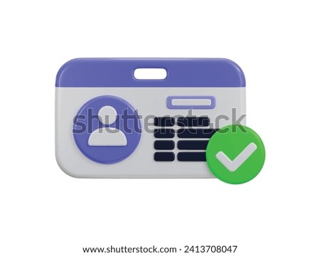 Identity Card Verified icon 3d render