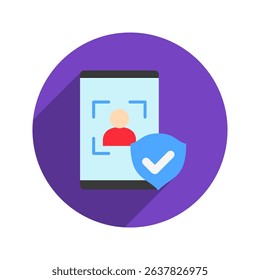 Identity Check rounded flat color, mini illustration icon. use for modern concept, print, UI, UX kit, web and app development. Vector related to account management, ecommerce, banking and finance.