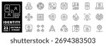 Identity and communication editable line icons set. profile and digital networking symbols