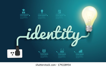 Identity concept modern design template, Creative light bulb idea abstract infographic workflow layout, diagram, step up options, Vector illustration