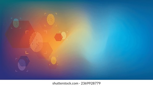 Identity, conceptual image vector. Finger print and DNA (deoxyribonucleic acid) scan illustrating physical evidence of human identity. Copy Space.