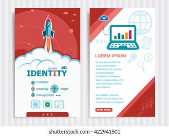 Identity design and concept background with rocket. Project Identity concepts and Set of Banners. Vector Illustration. Eps10 Format.