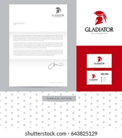 Identity design consisting of logo, business card, letterhead and seamless pattern.