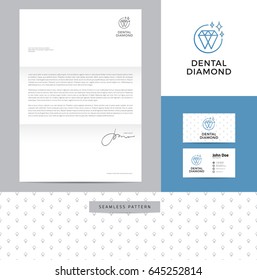 Identity design consisting of logo, business card, letterhead and seamless pattern.