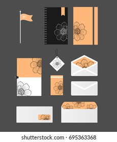 Identity design template. Modern stationery set. Abstract floral identity