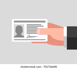 Identity Document In Man's Hand. Personal Information Concept