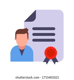 identity document of a person. Create resume. Flat character vector illustration.